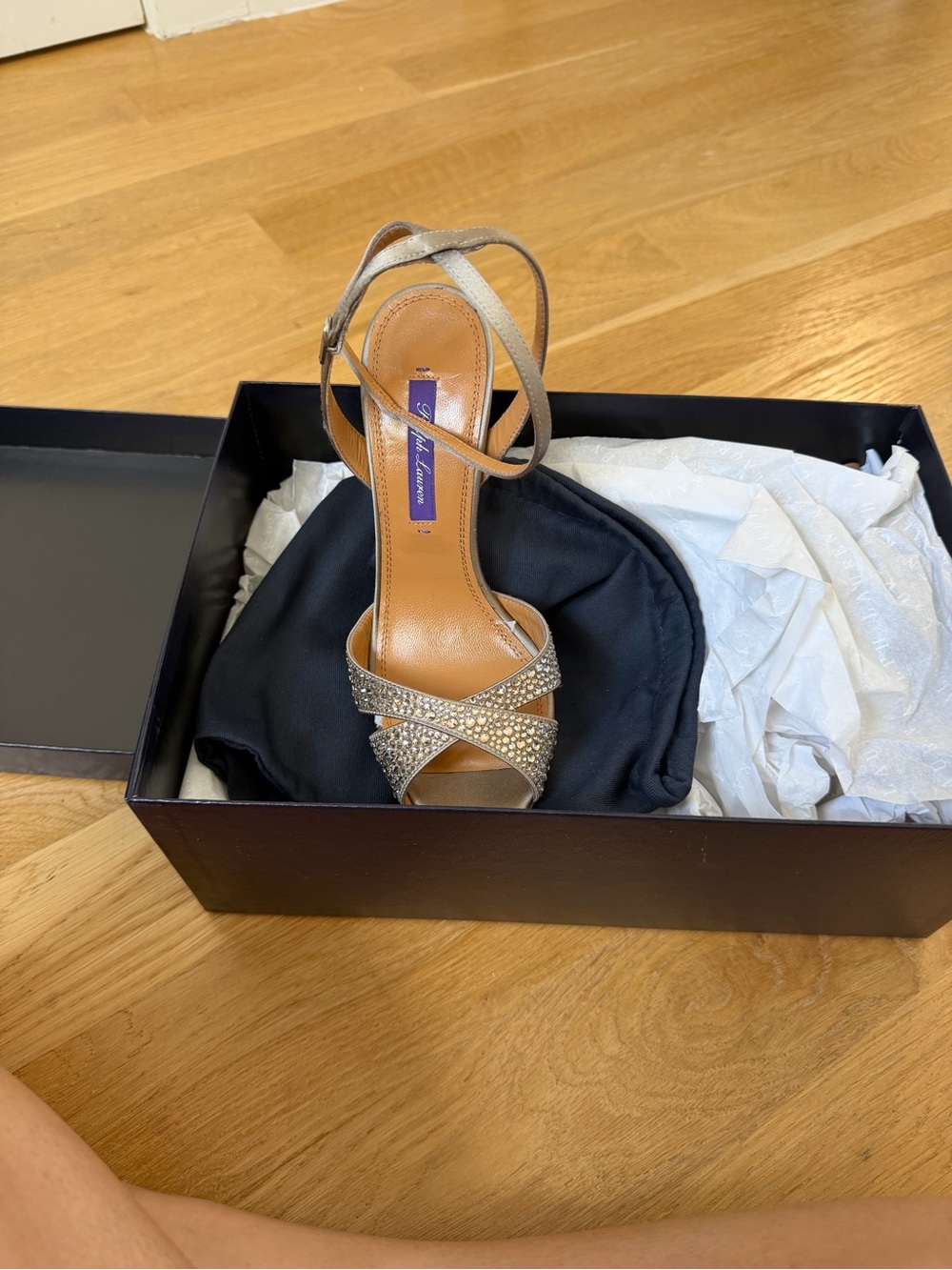 Ralph Lauren Collection Velia Embellished Goat-Suede Sandal